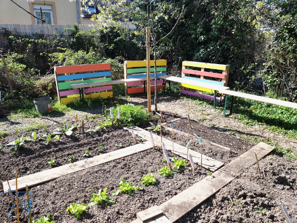 La partie potager du jardin des Amis des Sheds © Annick Kiesler